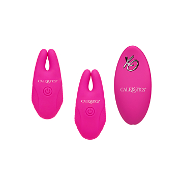 Calexotics - Recharchable Silicone Remote Nipple Clamps Pink