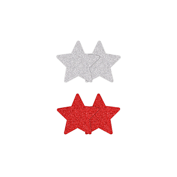 NS Novelties Pretty Pasties Glitter Stars Black/Gold 2 Pair - Red