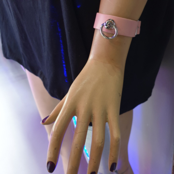 BULLET69 Handmade Pink Leather Wristband