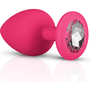 Small Pink Silicon Butt Plug with Diamod - Kinksters