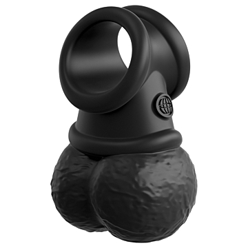 The Crown Jewels Weighted Swinging Balls Cock Ring - Pipedream  - Black - King Cock Elite