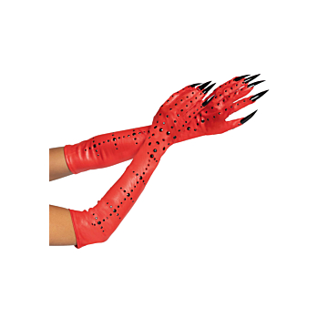 Leg Avenue Fiery Glamour Rhinestone Demon Gloves Red Polyester