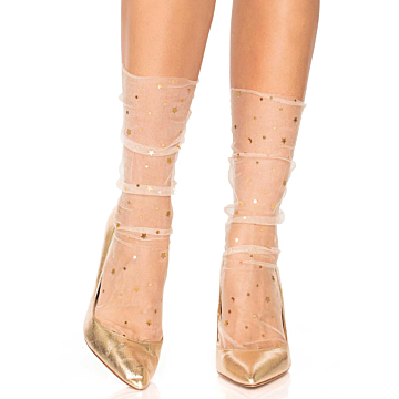 Leg Avenue Shine Bright Yellow Tulle Socks.
