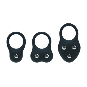 Levelz Silicone Training Cockring Set of 3 - S/M/L - Black