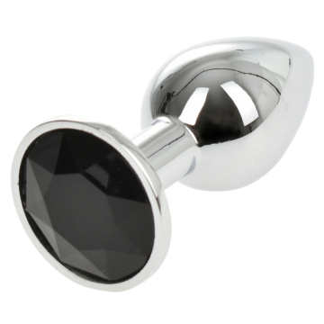 Sparkling Silver Kinksters Plug with Black Diamond