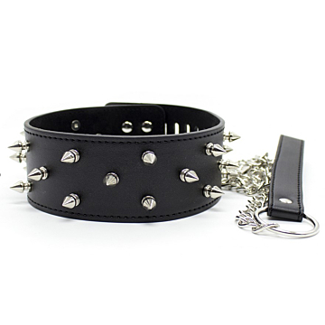 Kinksters Black Studded Collar & Leash Set