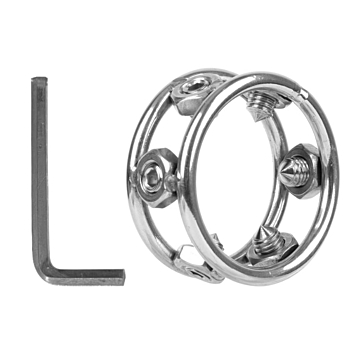 Penis Ring with Screws, Small, Metal, Silver