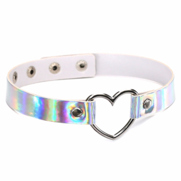 Choker with Heart - Iridescent Ecological Leather by Kinksters
