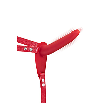 Simple Strap-On Belt with Dildo Vibrator (Red) - Fetish Tentation - Rechargeable