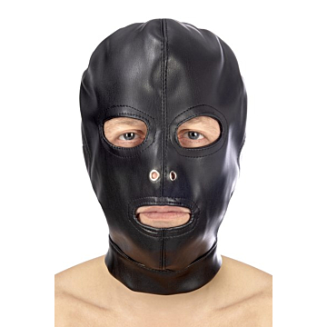 Kinksters Fetish Hood Black Vegan Leather.