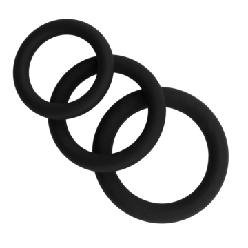 3 Silicone Penis Rings Black by Kinksters