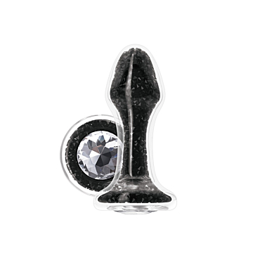 Stardust Glam - Premium Glass Anal Butt Plug Black