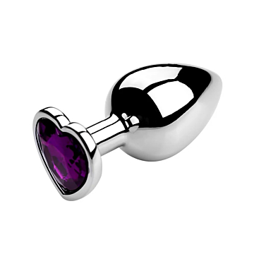 Butt plug with diamond heart purple Large