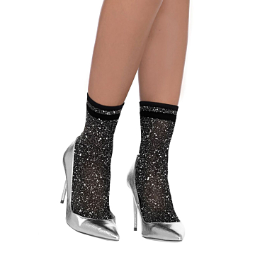 Leg Avenue Shimmering Anklets - Black/Silver Gold