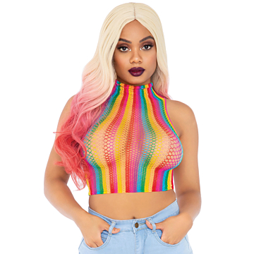 Leg Avenue Rainbow Dreams Crop Top Multi Spandex.