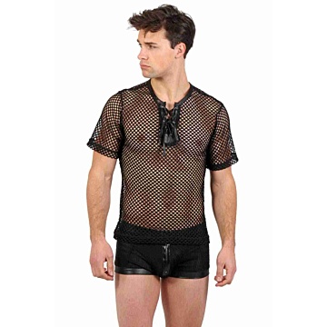 Soiemio Black Net Top for Men.