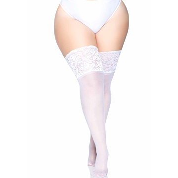 Leg Avenue Stay Up Sheer White Tights Spandex Polyester