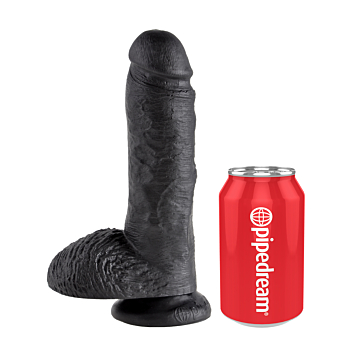 King Cock 8" Black Dildo with Balls - Pipedream