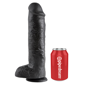Lifelike Dong - Pipedream King Cock Cock with Balls Black 11in