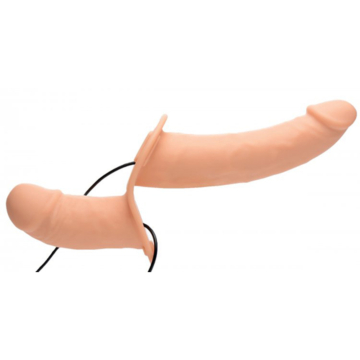 Power Pegger Double Strap-On Vibrator - Skin