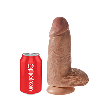 Lifelike Dong - Pipedream King Cock Chubby Realistic Dildo Tan, 23cm, Caramel