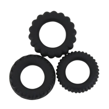 Penis Ring Set - Baile Titan 3 in 1 Silicone Rings, Black