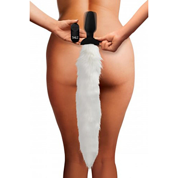 Tailz White Silicone Fox Tail Vibrating Anal Plug