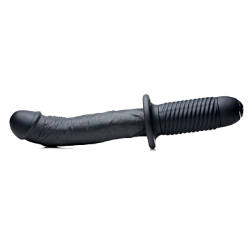 The Large Realistic - Silicone Vibrator with Handle - Black