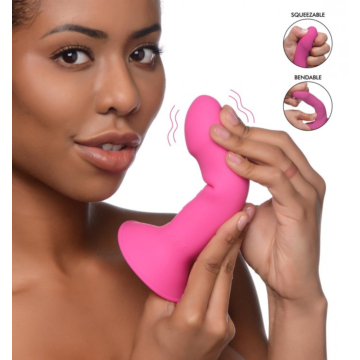 XR Brands 10X Squeezable Vibrating Dildo Pink