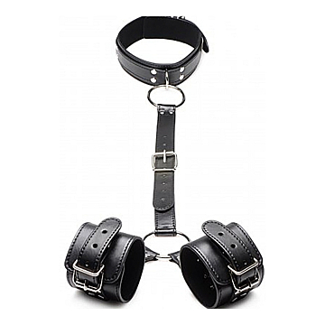 XR Neck-to-Wrist Restraints: Ultimate Bondage Kit in Black Vegan Leather