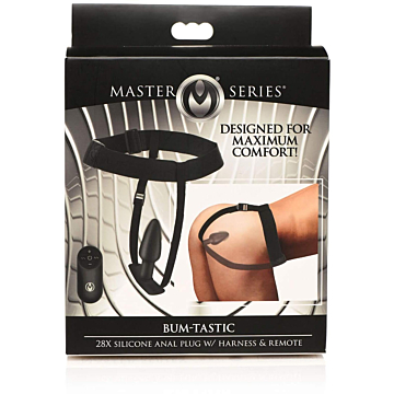 XR Brands Bum-Tastic Harness Plug: Remote Control & Spandex Material - Black