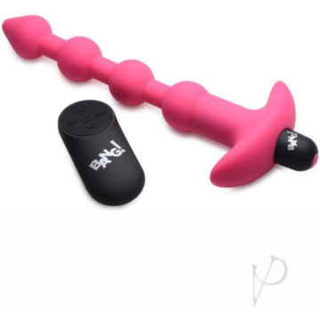 Vibrating Silicone Anal Beads & Remote Control - Pink