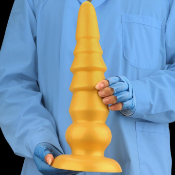 Long Anal Dildo Suction Cup Silicone Gold 20cm