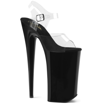Clear black skyscraper high heels by Pleaser