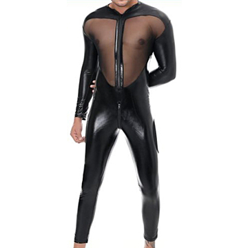 Kinksters Black Jumpsuit Mesh & Faux Leather.