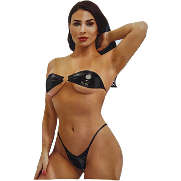 Sexy Solid Tube Top Bikini Swimsuit Black