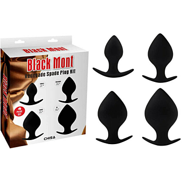 Chisa Set of 4 Black Spade Silicone Plugs