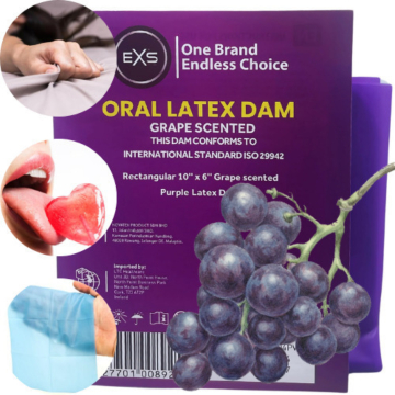 Exs Scented Oral Latex Dam Grape Flavored Enhance Your Safety & Pleasure Dental 1pcs