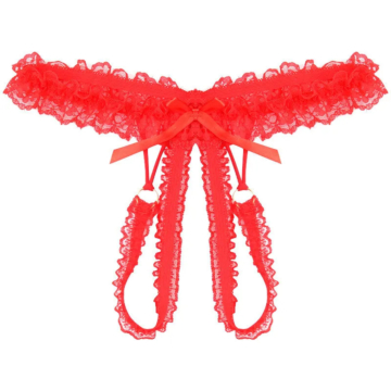 Women Sexy Lace Red Thong os