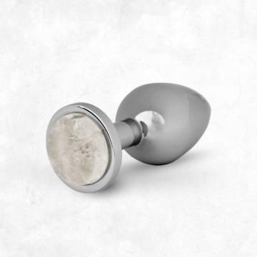 LA GEMMES Clear Quartz Plug Silver Precious Stone & Metal