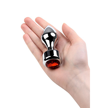Metal by TOYFA Anal plug metal silver with diamond Red