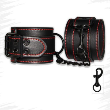 Lovetoy's Vegan Leather Leg Cuffs for Fetish Pleasure in Black
