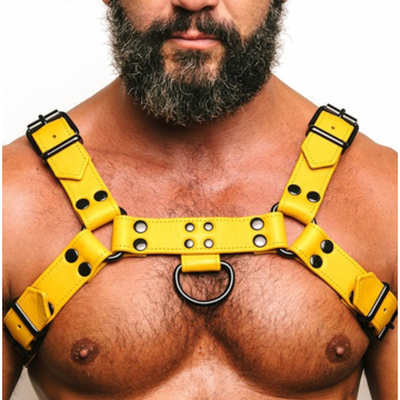 Fetish Gear Solid Colour H Front Harness - Yellow 