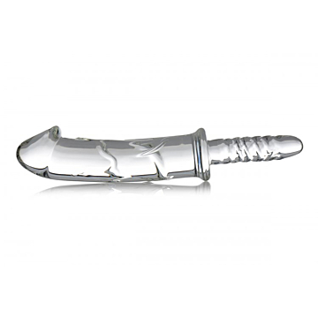 Glass dildo - XR Brands Master Series AF503 Battle Rammer Phallic Glass Thruster, 28cm, Transparent