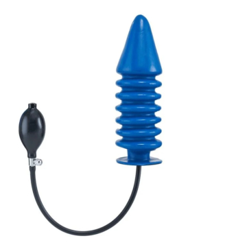 Opblaasbare Geribbelde Dildo Harde Kern - Blue XL