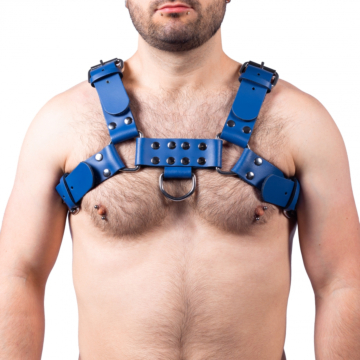 Kinksters Leather Harness Buckle in Blue