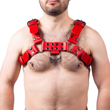 Kinksters Genuine Leather Red Harness - Taille