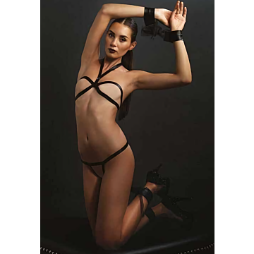 Leg Avenue Black Strappy Lingerie Set Polyester