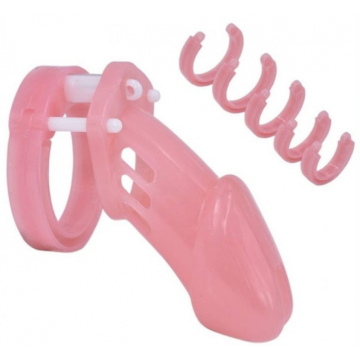 Kinksters' Pink Locky Chastity Cage - Keep it Safe!