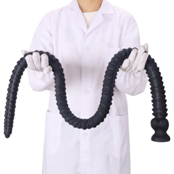 Long Black Silicone Anal Plug 100cm
